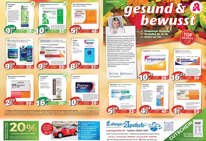 „gesund und bewusst“ Angebote 09/2026 - Ludwigs-Apotheke Partenkirchen