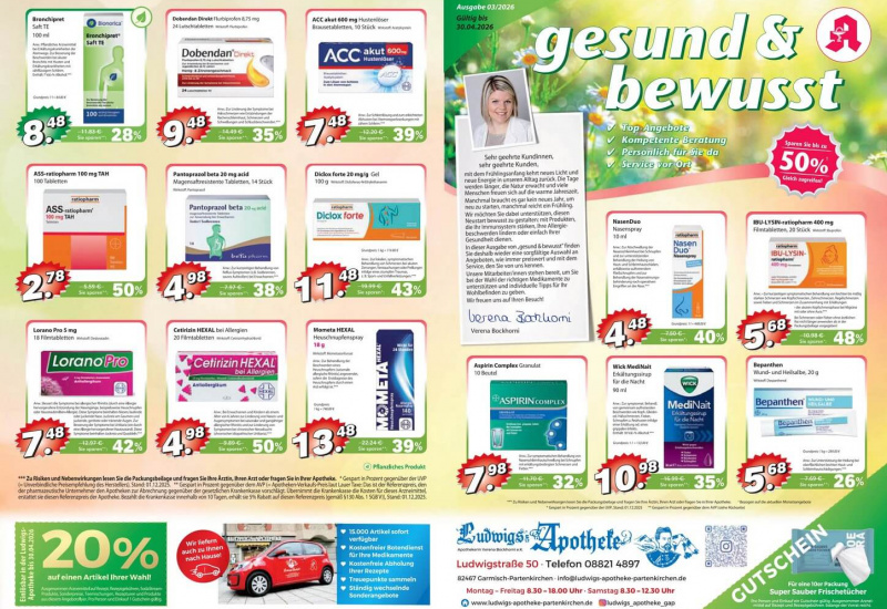 „gesund und bewusst“ Angebote 03/2026 - Ludwigs-Apotheke Partenkirchen