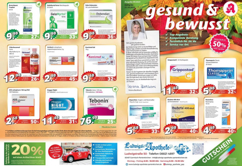 „gesund und bewusst“ Angebote 09/2025 - Ludwigs-Apotheke Partenkirchen
